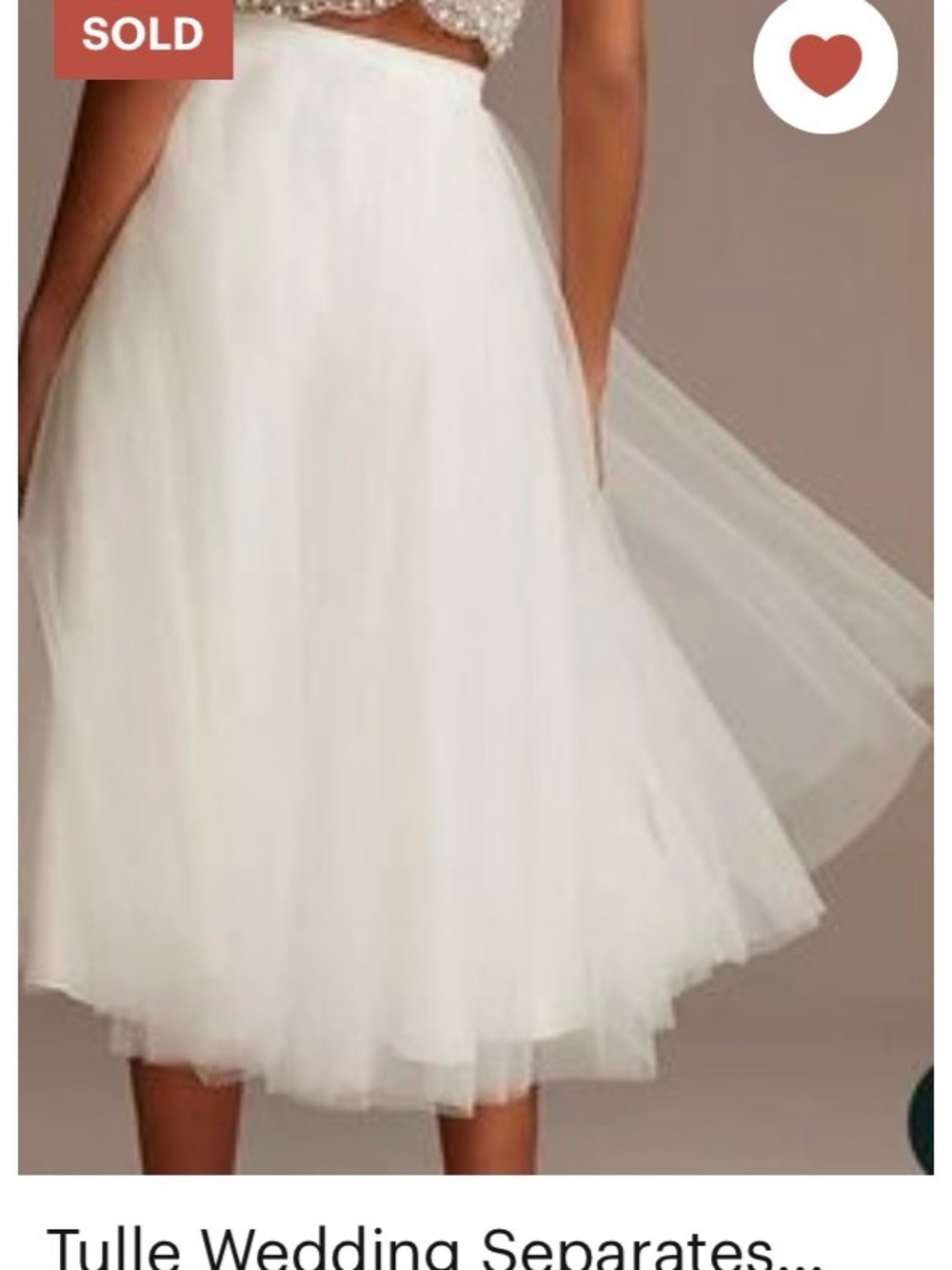 David's Bridal White Tulle Circle Skirt
